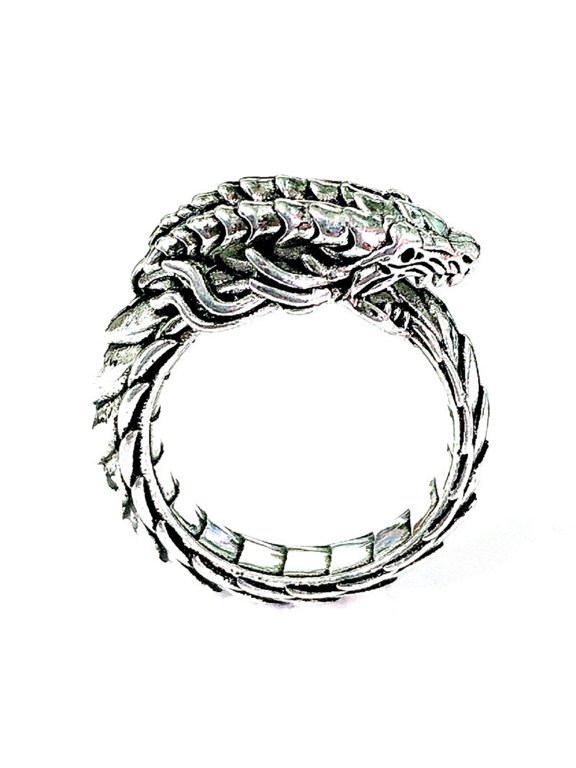 Ouroboros Dragon Ring, Gothic Dragon Ring for Men, Norse Viking Ouroboros Serpent Ring Punk Snake Dragon Jewelry, Hip Hop Dragon Ouroboros Ring Rock Dragon Animal Band Ring