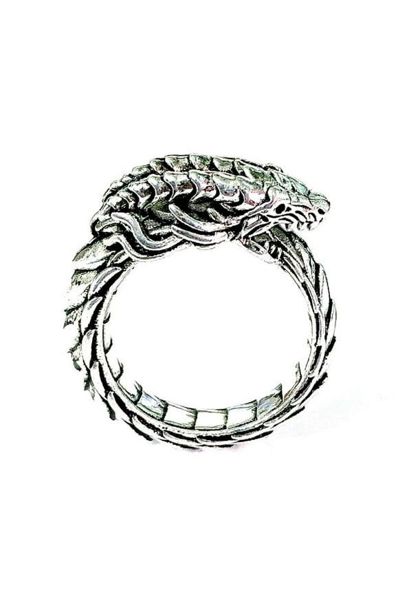 Ouroboros Dragon Ring, Gothic Dragon Ring for Men, Norse Viking Ouroboros Serpent Ring Punk Snake Dragon Jewelry, Hip Hop Dragon Ouroboros Ring Rock Dragon Animal Band Ring