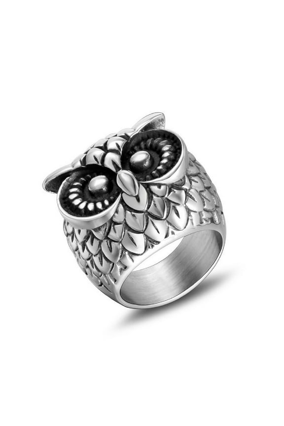 Owl Bird Ring, Big Eye Owl Ring Norse Viking Owl Head Ring for Men, Cute Owl Bird Ring Vintage Owl Animal Jewelry, Celtic Owl Ring Hip Hop Owl Ring Punk Owl Animal Ring