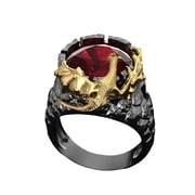 MayiaHey Red Stone Wings Dragon Ring, Rhinestone Dragon Claw Ring for Men, Gothic Red Crystal Dragon Ring Hip Hop Dragon Animal Jewelry, Red Ruby Dragon Wing Ring Punk Dragon Totem Ring