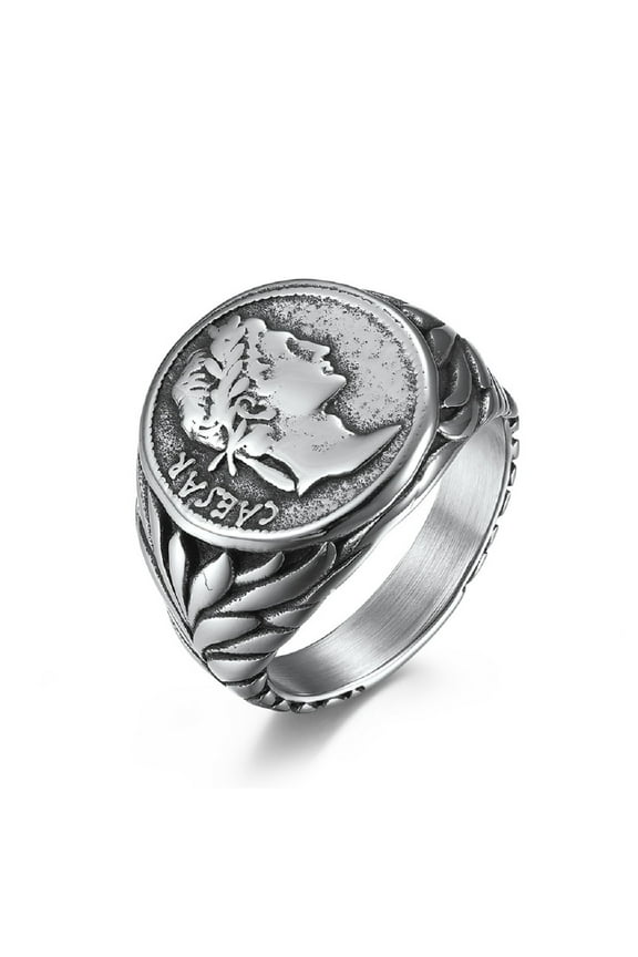 Roman Emperor Ring, Emperor Head Ring for Men, Roman Empire Ring Retro Roman Warrior Jewelry, Roman Warrior Ring Roman Soldier Biker Ring Vintage Roman Coin Ring