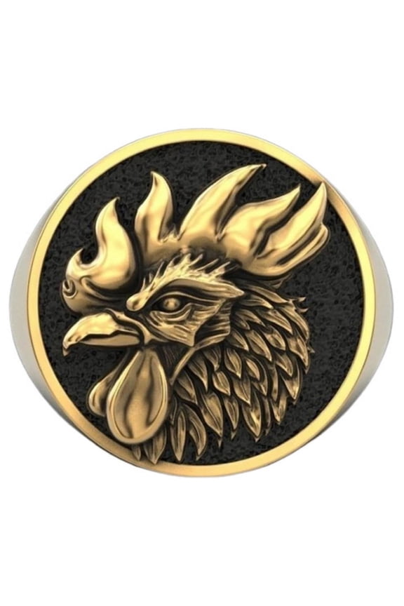 Rooster Ring, Rooster Animal Ring for Men, Vintage Rooster Zodiac Ring Punk Phoenix Bird Jewelry, Tribal Rooster Ring Rock Rooster Ring Retro Rooster Zodiac Ring Cock Chicken Ring
