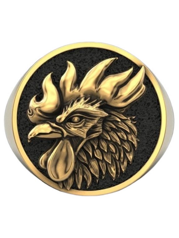 Rooster Ring, Rooster Animal Ring for Men, Vintage Rooster Zodiac Ring Punk Phoenix Bird Jewelry, Tribal Rooster Ring Rock Rooster Ring Retro Rooster Zodiac Ring Cock Chicken Ring