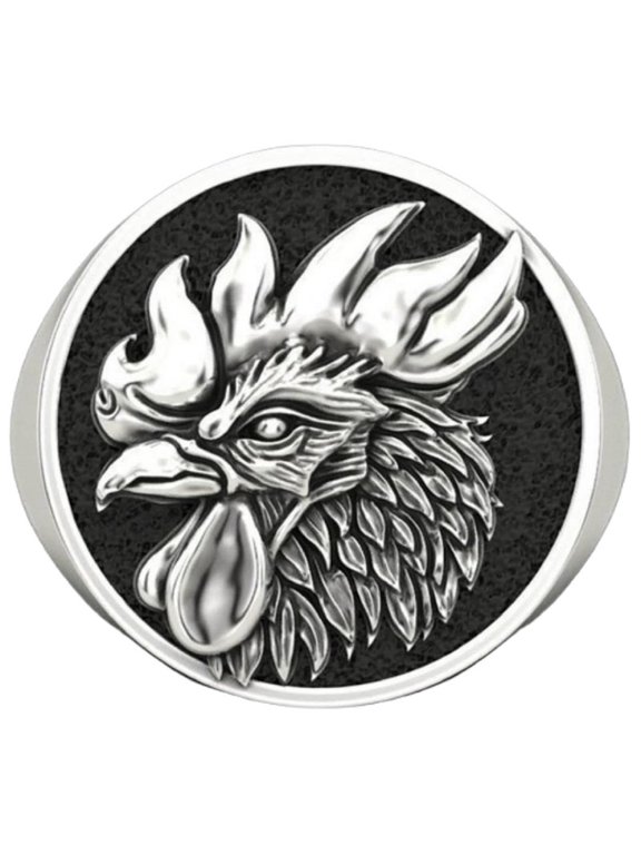 Rooster Ring, Rooster Animal Ring for Men, Vintage Rooster Zodiac Ring Punk Phoenix Bird Jewelry, Tribal Rooster Ring Rock Rooster Ring Retro Rooster Zodiac Ring Cock Chicken Ring