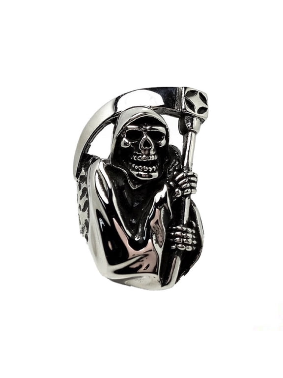 Skull Head Ring, Gothic Skull Sickle Ring for Men, Norse Viking Skull Head Ring Skull Sickle Jewelry, Rock Skull Sickle Skeleton Ring Hip Hop Demon Skull Head Ring Punk Skull Head Ring