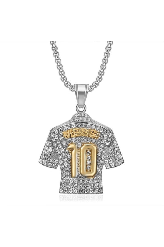 Soccer Jersey 10 Pendant, Number 10 Soccer Jersey Necklace for Men, No. 10 Football Necklace Iced Out Sports Charm Jewelry, Rock Number 10 Soccer Players Necklace