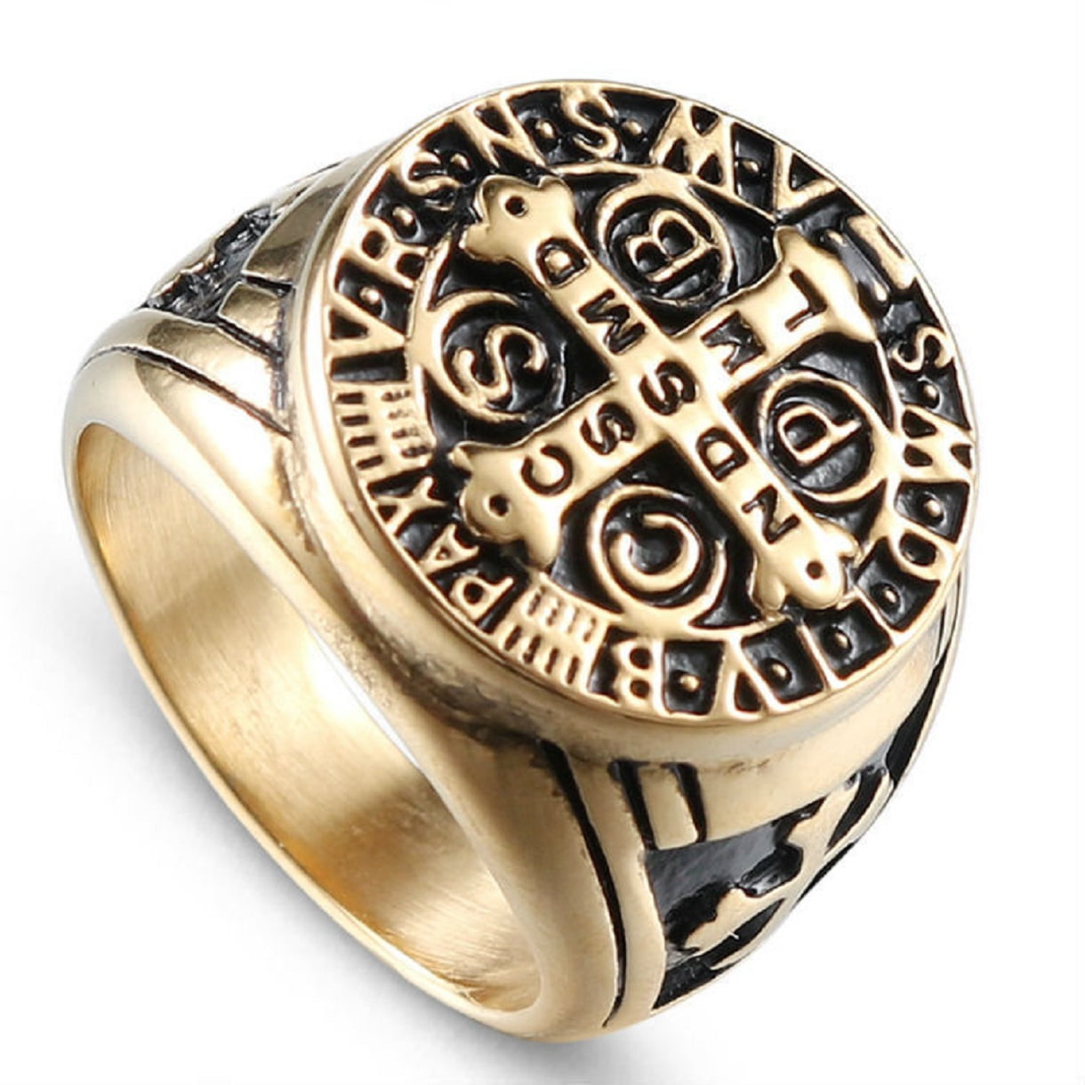 MayiaHey Vintage Jesus Cross Ring for Men, Retro Christ Jesus Cross ...