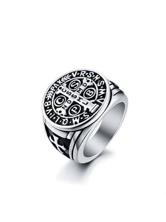 Vintage Jesus Cross Ring for Men, Retro Christ Jesus Cross Ring Catholic Jesus Cross Jewelry, Rock Jesus Cross Ring Christian Cross Amulet Ring Punk Knight Crusader Cross Ring