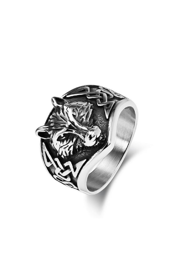 Wolf Head Ring, Celtic Wolf Head Ring for Men, Norse Viking Wolf Ring Rock Wolf Head Jewelry, Viking Warrior Wolf Ring Hip Hop Wolf Totem Ring Wolf Amulet Ring