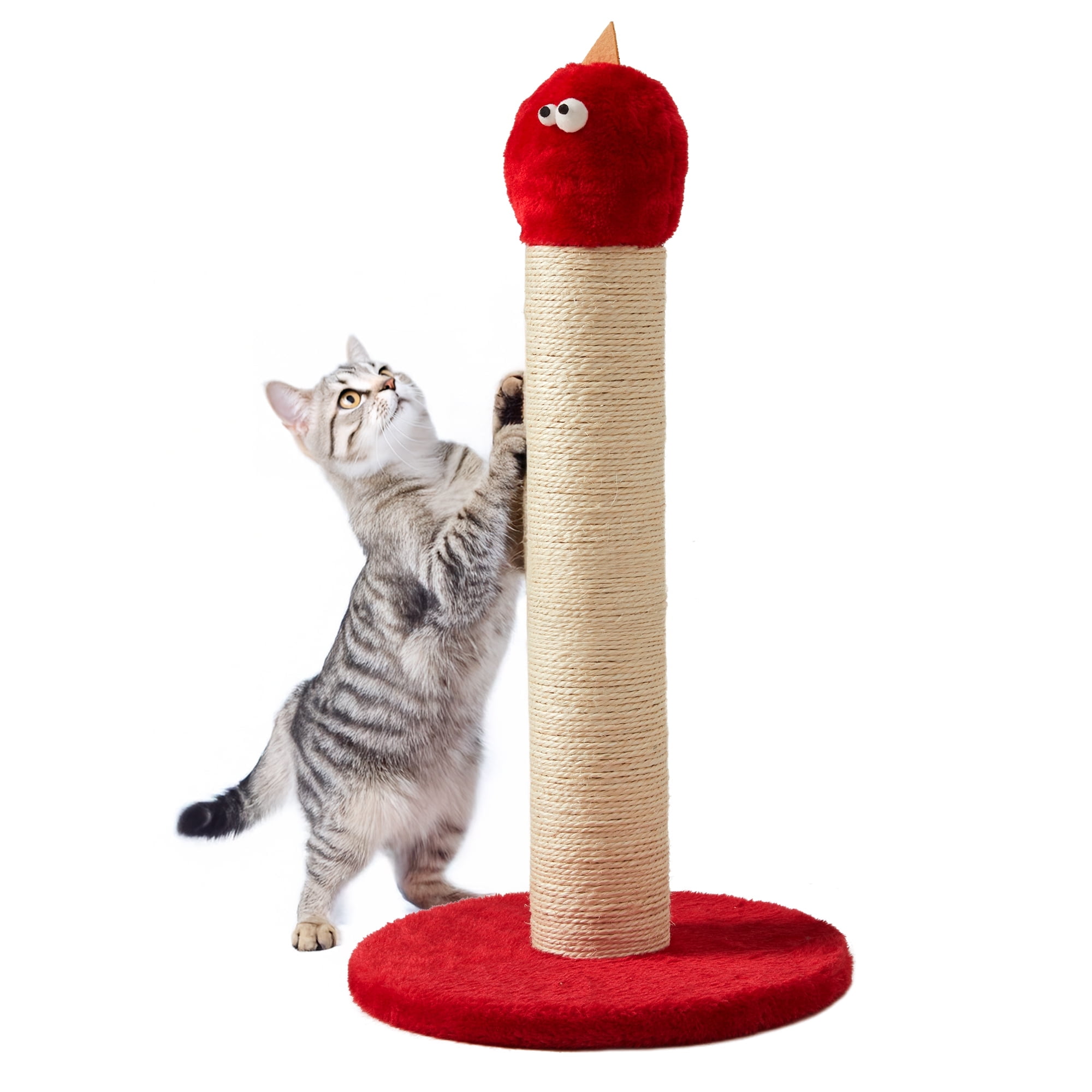 Mayincolor 22-Inch Cat Scratching Post , Durable Sisal Scratch Post for Indoor Cats, Monster-Shaped Cat Scratcher for Kittens & Large Cats, Red