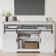 thumbnail image 1 of Mayincolor Farmhouse TV Stand, 34'' Tall Entertainment Center for 65+ Inch TV, Rustic Console with Sliding Door (White), 1 of 8