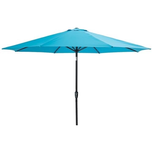 Mayincolor 11 ft Outdoor Patio Umbrella with Crank and Tilt, 8-Rib Design, Blue