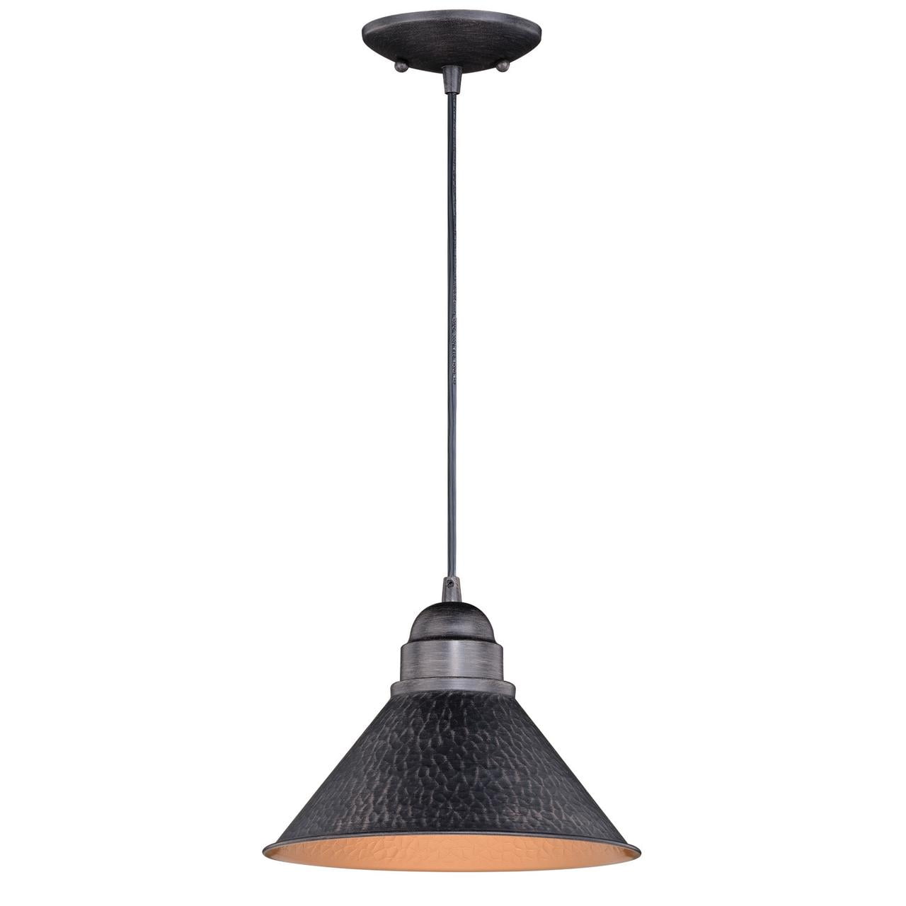 Farmhouse Pendant Light - 1-Light Barn Dome Fixture - Indoor Outdoor Ceiling Light - Aged Black Finish