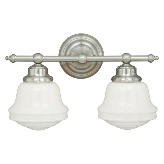 Maykoosh 2 Light Satin Nickel Suburban Sophistication Bathroom Vanity Fixture