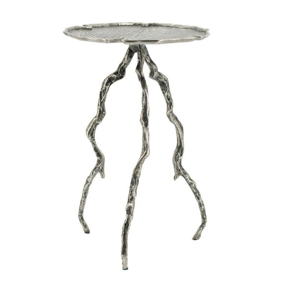 Accent Table 24 Inch - Metal Tripod Table - Silver Finish Side Table
