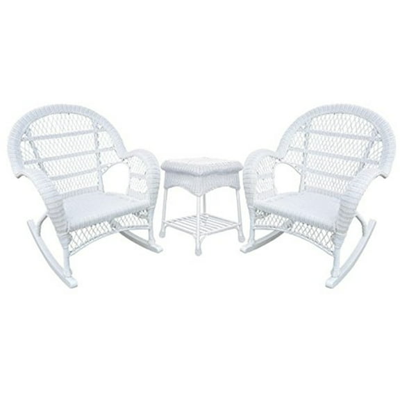 Outdoor Rocker Chair Set - 3 Piece Patio Furniture - Resin Wicker - Steel Frame - Fade Resistant - Poolside Seating