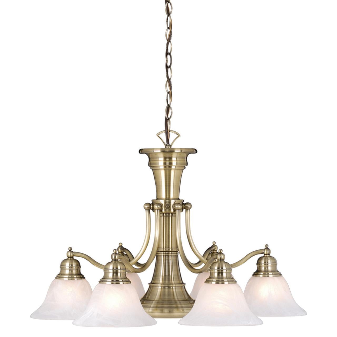 Stanford Antique Brass 7-Light Chandelier with Alabaster Glass