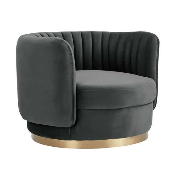 Velvet Swivel Accent Chair - 360 Motion - Soft Upholstery - Gray