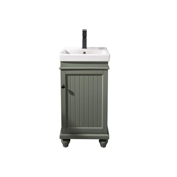 18 Inch Green Bathroom Vanity Sink Set - Compact Vanity Unit with Ceramic Basin - Stylish Small Space Decor