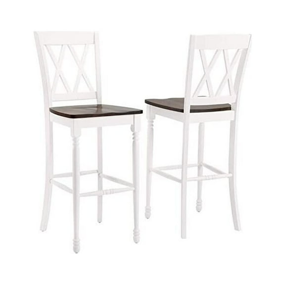 Maykoosh African Adventure Bar Stool Set (Set of 2), 30-inch Seat Height, Distressed White Finish, 22"D x 18"W x 46.5"H, Ideal for Dining Tables and Bar/Pub Tables