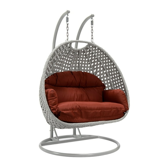 Maykoosh African Adventure Light Grey Wicker Hanging 2 person Egg Swing Chair