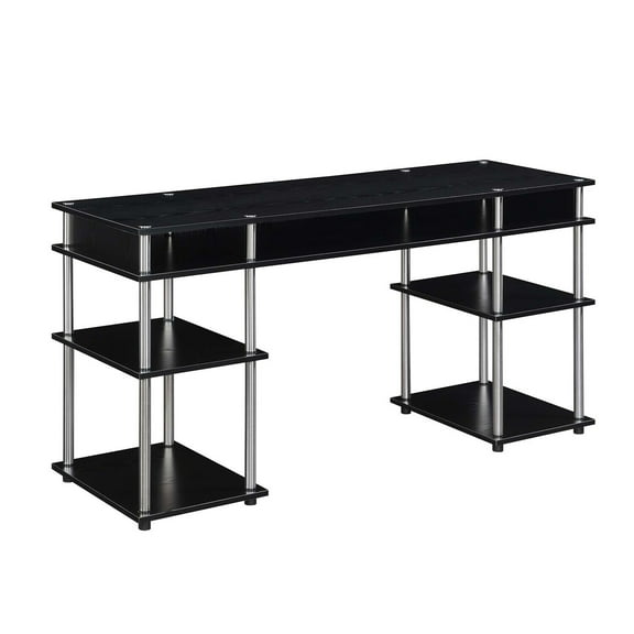 Student Desk with Shelves, 59" Wide, Tool-Free Assembly, Home Office