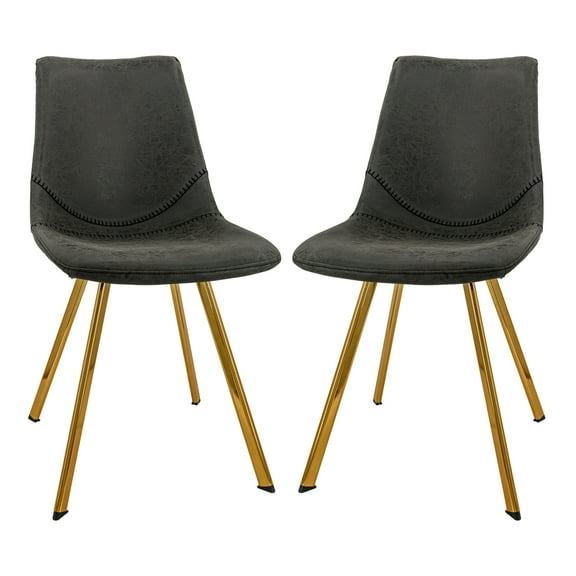Modern Leather Dining Chair - Gold Legs, Stylish Accent Chair, Comfortable Seating, Elegant Home Decor