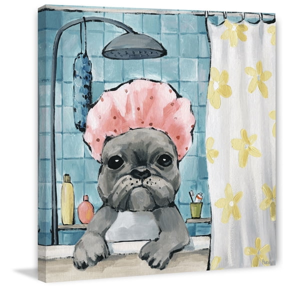Shower Painting Canvas Print - Antique Appeal Bathroom Wall Art - Wrapped Canvas Home Decor