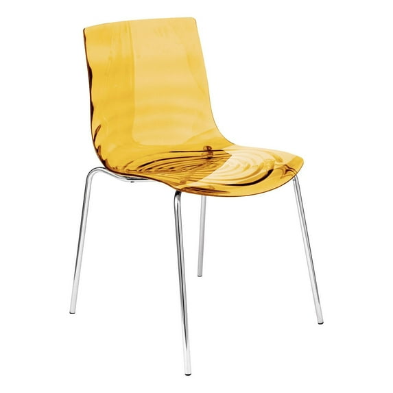Modern Acrylic Dining Chair - Water Ripple Design, Chrome Legs - Contemporary Accent Chair for Home & Office