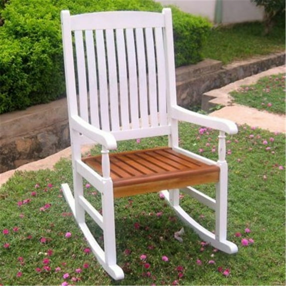 Outdoor Wood Rocker - Porch Rocker - Antique Style - White Oak Finish - Classic Patio Furniture