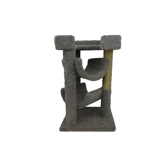 Coastal Cool Cat Trees Solid Wood Cat Sleeper - For All Breed Sizes, Made from Solid Wood and Plush Carpet - Color:Brown,Size:20"L x 20"W x 32"H