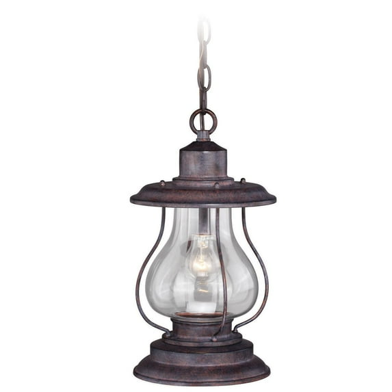 Coastal Outdoor Lantern Bronze Nautical Pendant Light - Clear Glass - 8" x 14.75" x 8"