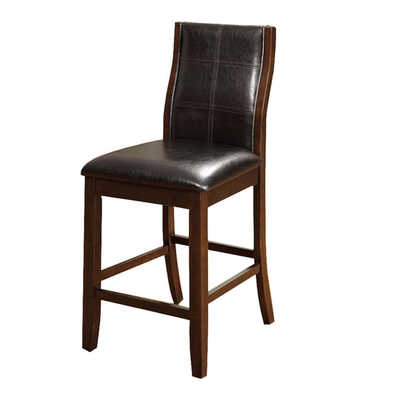 Counter Height Chairs Set of 2, Modern Faux Leather Dining Chairs, Brown Cherry Finish