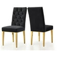 thumbnail image 1 of Maykoosh Art Nouveau Allure Black Velvet Dining Chair - Set Of 2, Elegant Parsons Design With Button Tufting, Stainless Steel Legs In Rich Gold Tone., 1 of 1