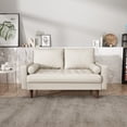 thumbnail image 1 of White Loveseat Sofa for Living Room - Modern Faux Leather Loveseat, Small Space Seating, 1 of 4