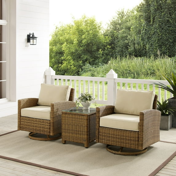 Outdoor Swivel Rocker Chair Set - 3 Piece Patio Furniture with Side ...