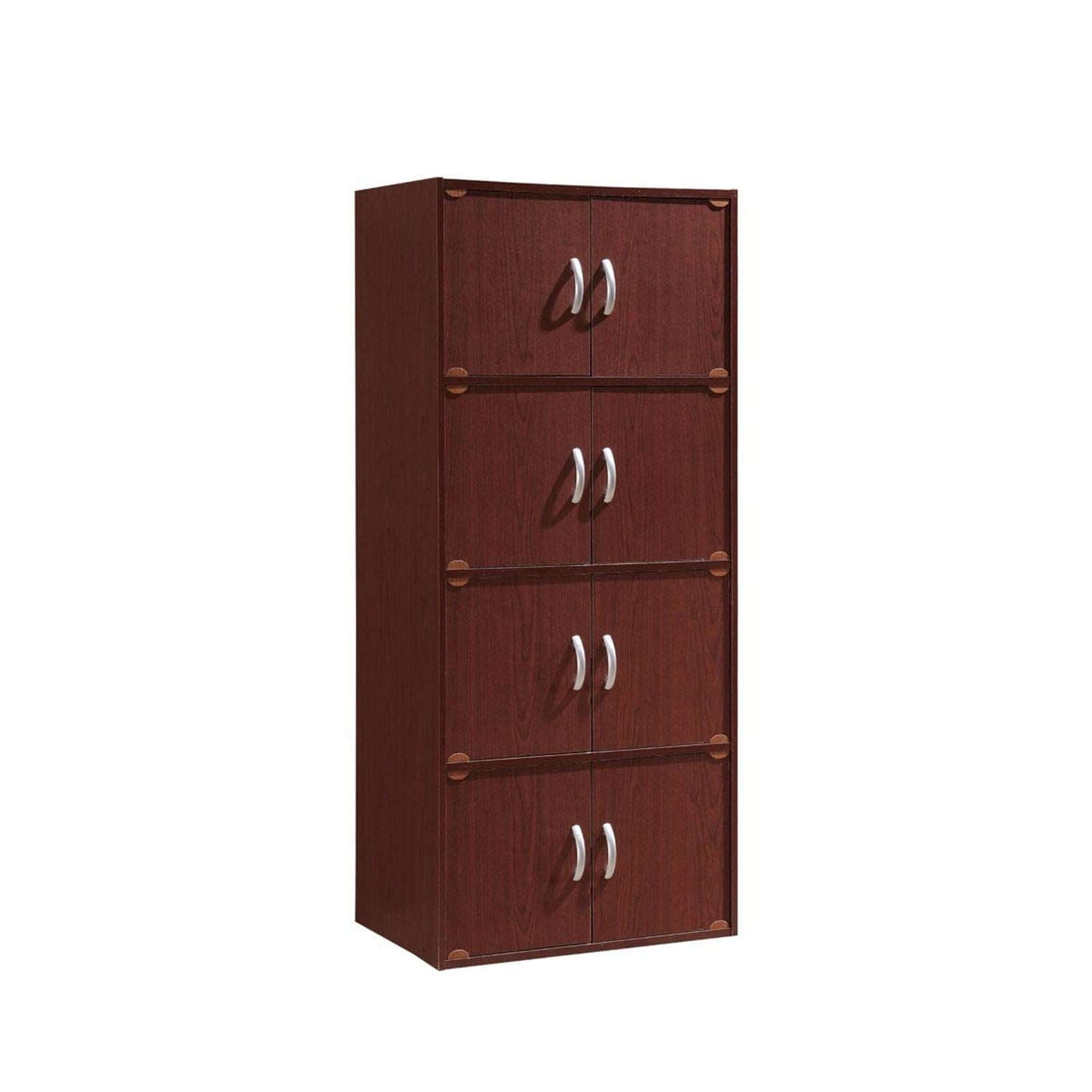 Contemporary Mahogany Engineered Wood 8-Door Office Storage Cabinet