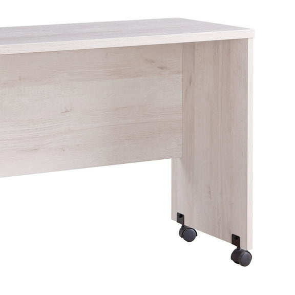 Asian Desk Return - Mobile Workstation with Casters - 20W x 47D - White Oak Grain Detail