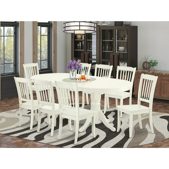 Maykoosh Asian Fusion 9 Pc Oval Shape Dining Room Set For 8 Dining Table With Leaf And 8 Wood Seat Dining Chairs - 76.3 x 40 x 38 inches