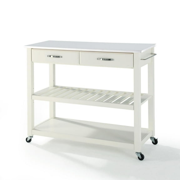 Kitchen Prep Cart Granite Top - Rolling Utility Cart with Shelves & Towel Bar - 17x43x35 Inch