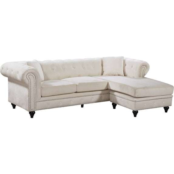 Maykoosh Baroque Bonanza Cream Velvet 2pc. Reversible Sectional