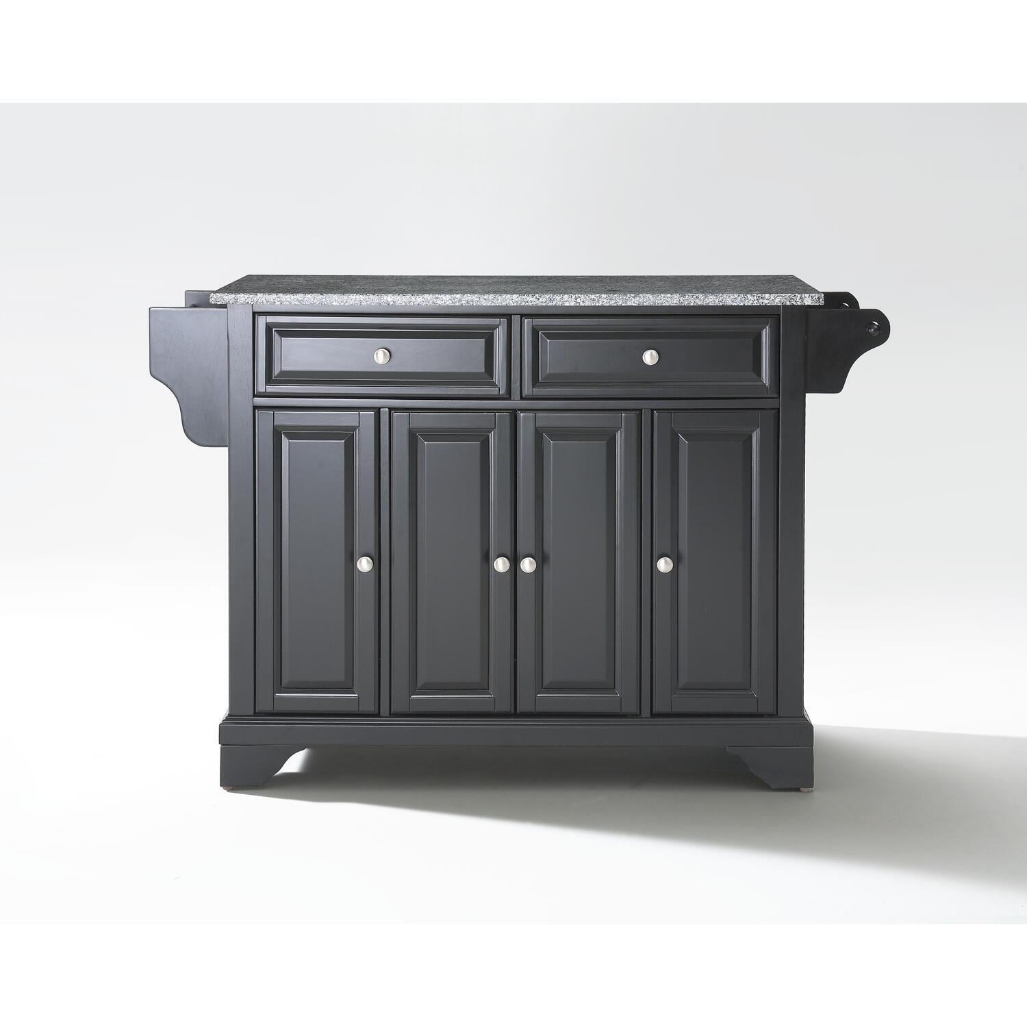 Cambridge Black Kitchen Island with Granite Top and Storage
