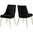 thumbnail image 1 of Maykoosh Baroque Bonanza Modern, Contemporary Velvet Upholstered Dining Chair with Sturdy Metal Legs, Set of 2, 19.5" W x 21.5" D x 33.5" H-Color:Black and Gold, 1 of 10