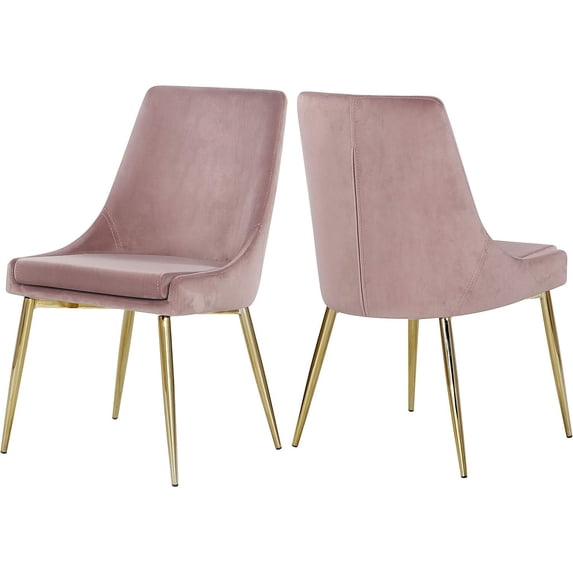 Baroque Bonanza Modern, Contemporary Velvet Upholstered Dining Chair with Sturdy Metal Legs, Set of 2, 19.5" W x 21.5" D x 33.5" H