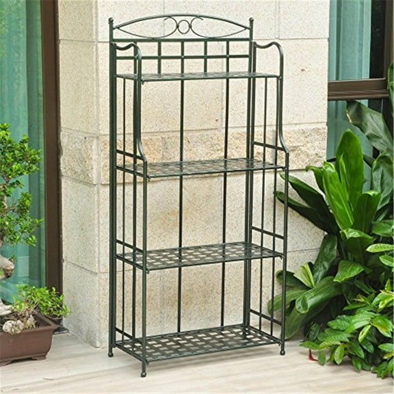 Outdoor Baker's Rack 4 Tier - Metal Display Shelf for Plants Herbs Decor - Garden Patio Furniture