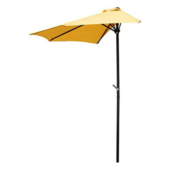 Maykoosh Half Round Wall Hugger Umbrella with Space-Saving Design, Durable Canopy, Sturdy Frame, Perfect for Balconies, Patios, Decks, and Outdoor Seating-Color:Lemon Yellow