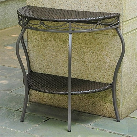 Baroque Half Moon Wall Table - Patio Side Table, Steel Frame, Weather Resistant, 30" L