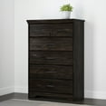 thumbnail image 1 of Maykoosh Zen Zone Classic Style Living Room 5-Drawer Chest with Storage Feature Laminated Finish - 19.5"D x 29.75"W x 49.25"H - Color:Rubbed Black-Color:Rubbed Black, 1 of 4