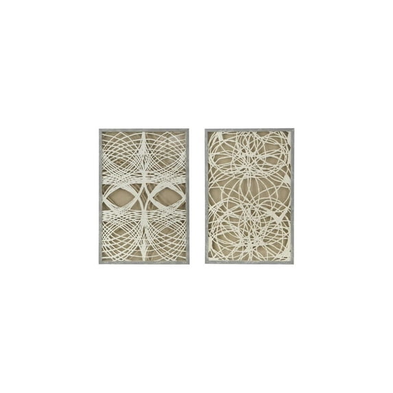 Paper Leaf Shadow Box Wall Decor - Grey White - Set of 2 - Intricate Art for Home & Office