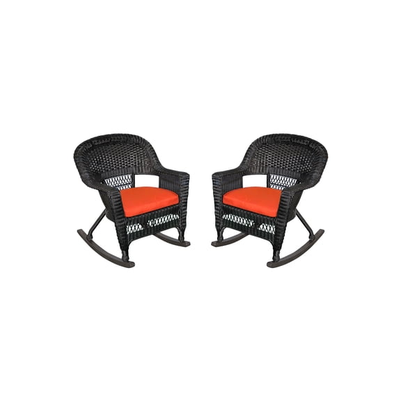 Maykoosh Black Rocker Classic Comfort Chair With Brick Red Cushion - Set Of 2